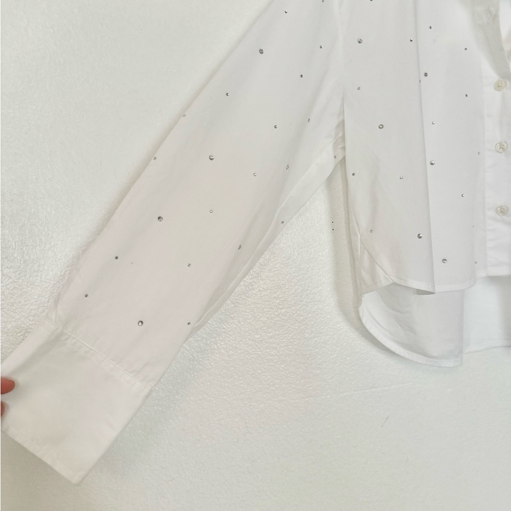 A new day Rhinestone crop button down - Picture 3 of 5